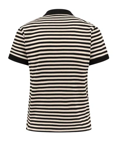Moncler Striped Polo With Ribbed Cuffs In Multicolor