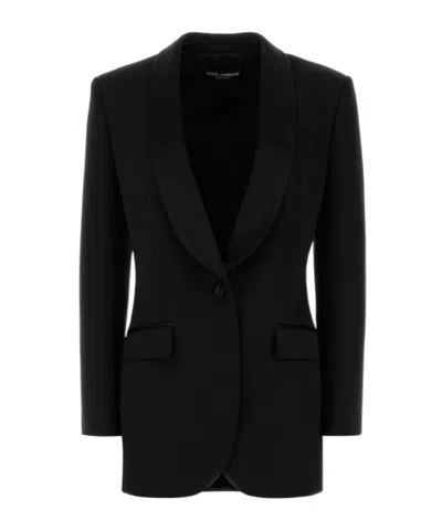 Dolce & Gabbana Black Stretch Wool Blend Blazer