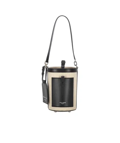 Dolce & Gabbana Canvas Messenger Bag Adjustable Strap In Black