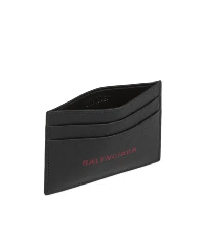 Balenciaga Textured Cash And Card Holder In Black