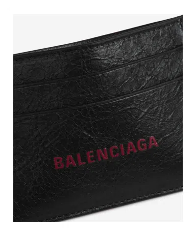 Balenciaga Textured Cash And Card Holder In Black