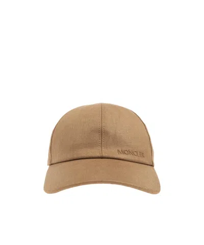 Moncler Logo-embroidered Cap In Brown