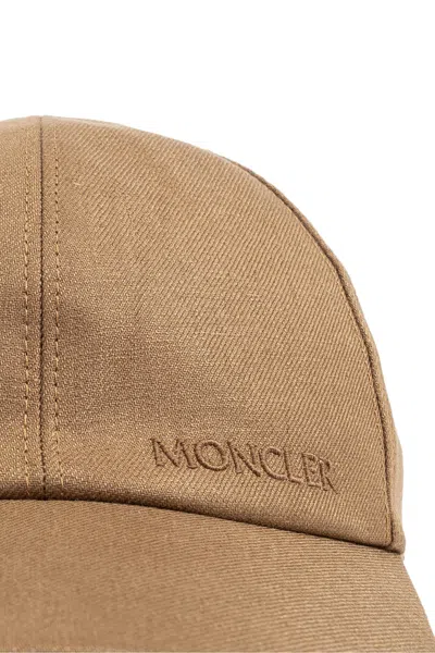 Moncler Logo-embroidered Cap In Brown