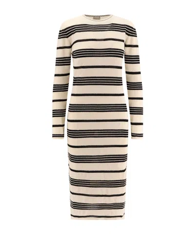 Moncler Knit Dress Crew Neck Fitted Silhouette In White