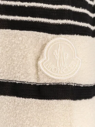 Moncler Knit Dress Crew Neck Fitted Silhouette In White