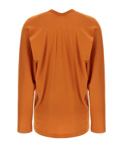 Dries Van Noten 'bis Hena' Long Sleeve V-neck T-shirt In Brown