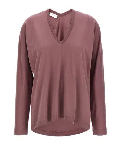 Dries Van Noten V Neck Long Sleeves Relaxed Fit Top In Brown