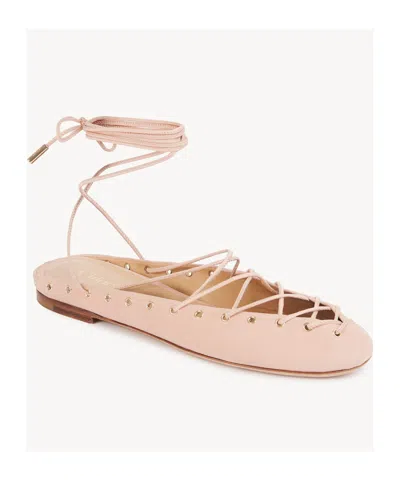 Chloé 10mm Ghillies Leather Flats In Nude