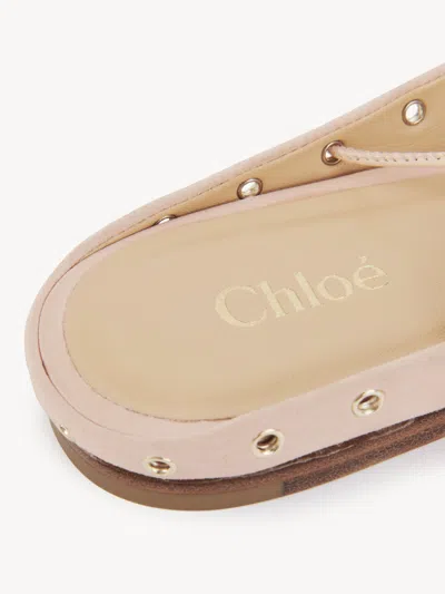 Chloé 10mm Ghillies Leather Flats In Nude
