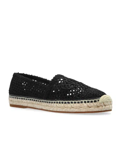 Chloé Woven Round Toe Espadrilles With Flat Rubber Sole In Black