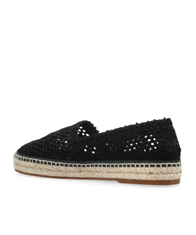 Chloé Woven Round Toe Espadrilles With Flat Rubber Sole In Black