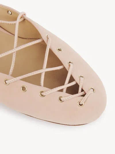 Chloé 10mm Ghillies Leather Flats In Nude