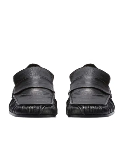 Jil Sander Black Flat Loafers With Almond Toe In Black