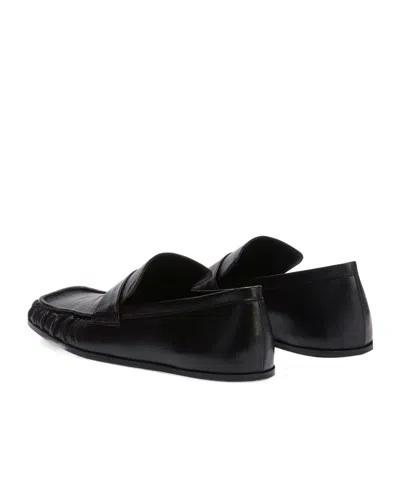 Jil Sander Black Flat Loafers With Almond Toe In Black