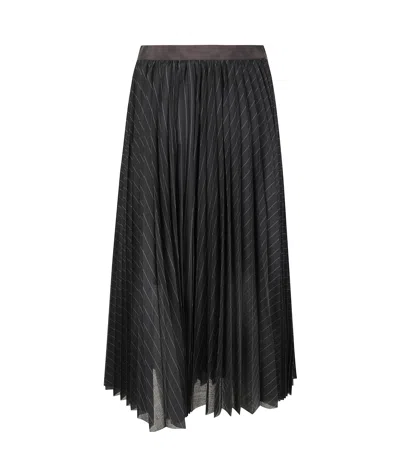 Sacai Organza Skirt With Contrasting Waistband And Pleated Design In Black