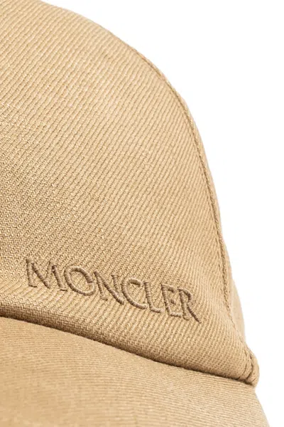 Moncler Linen-blend Cap In Nude