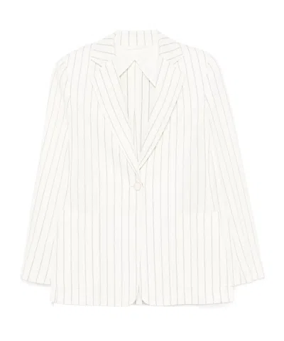 Max Mara Striped Pattern Blazer Notched Lapels In White