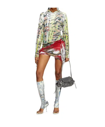 Diesel Camo Hooded Top With Cracked Over-print In Multicolor