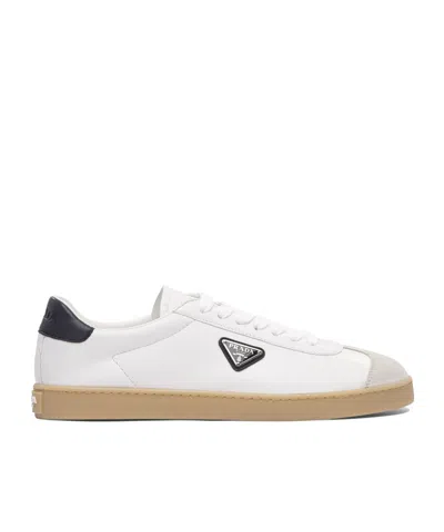 Prada Lane Leather Low-top Sneakers In White