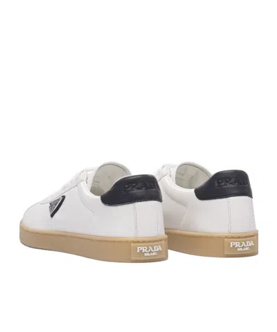 Prada Lane Leather Low-top Sneakers In White