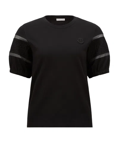 Moncler T-shirt In Cotone Nero Donna In Black