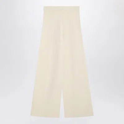 Max Mara Ivory Wide Leg Pants In Viscose Knit