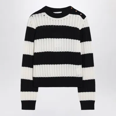 Max Mara Striped Crop Sweater In Wool And Cashmere In Animal Print