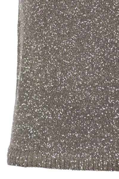 Fabiana Filippi Cotton Knit Tank Top With Sequins In Grey
