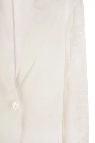 Shop Max Mara Studio Angizia - Linen Canvas Over Jacket In White