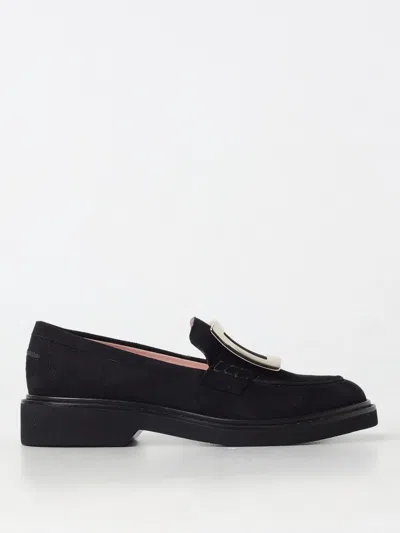 Roger Vivier Viv' Rangers Black Loafers With Metal Buckle In Black