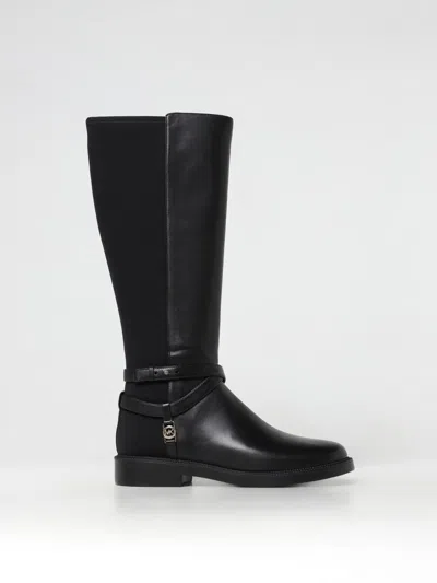 Michael Kors Abigail Boot Low Heels Boots In Black Leather And Fabric In Black