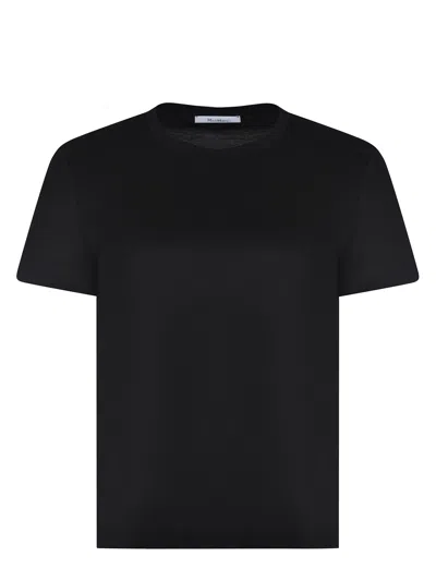 Max Mara Donata Cotton Crew Neck Short Sleeve Top In Black