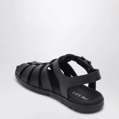 Prada Black Rubber Sandals With Tech Straps And Buckle Closure