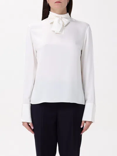Theory Open Neck Silk Tie Blouse In Ivory