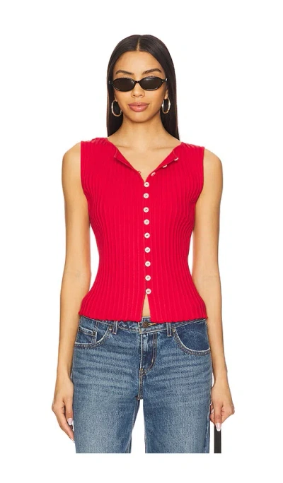 Free People Tilly Rib Button-up Top In Tomato Puree