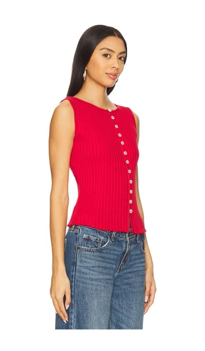 Free People Tilly Rib Button-up Top In Tomato Puree