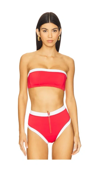 Gigi C X Revolve Zoe Bikini Top In Red & White