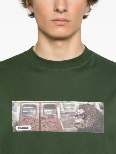 Xlarge T-shirt With Front Logo Subway Graphic In Green