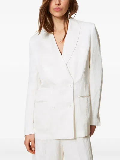 Twinset Woven Blazer In 00282_neve