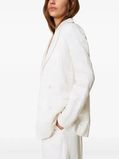 Twinset Woven Blazer In 00282_neve