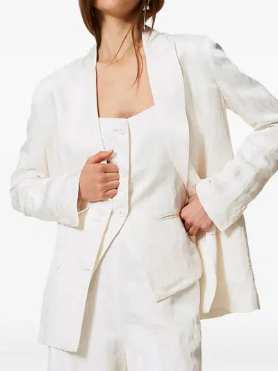 Twinset Woven Blazer In 00282_neve