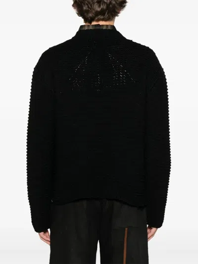 Alexander Mcqueen Mcqueen Textured Cotton Sweater With Inlaid Logo In Black