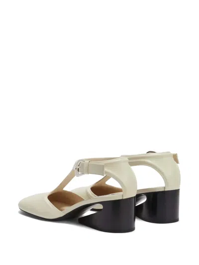 Jil Sander Leather Mary Jane Pumps In White