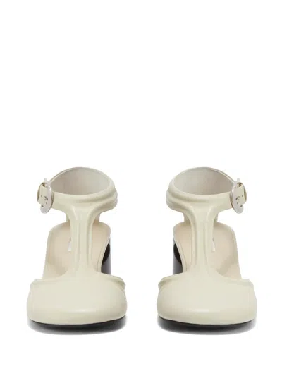 Jil Sander Leather Mary Jane Pumps In White