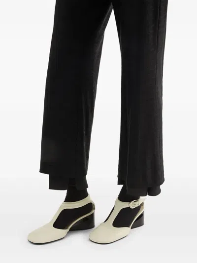 Jil Sander Leather Mary Jane Pumps In White