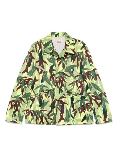 Kenzo Camouflage Pattern Blazer Front Pockets In Green