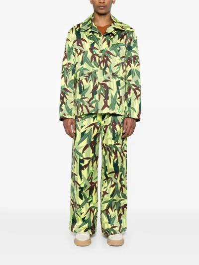 Kenzo Camouflage Pattern Blazer Front Pockets In Green