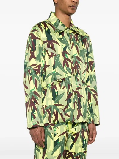 Kenzo Camouflage Pattern Blazer Front Pockets In Green