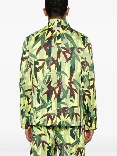 Kenzo Camouflage Pattern Blazer Front Pockets In Green