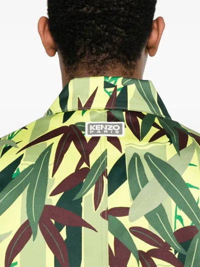 Kenzo Camouflage Pattern Blazer Front Pockets In Green
